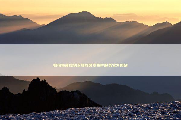 如何快速找到正规的网页防护服务官方网站